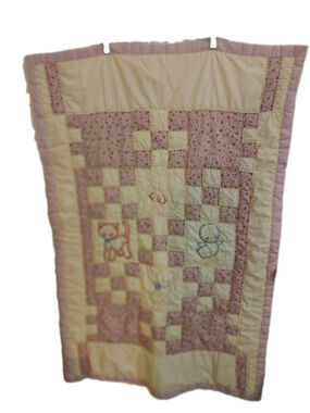 NEW original design hand embroidered hand stitched hand quilted baby quilt 1986
